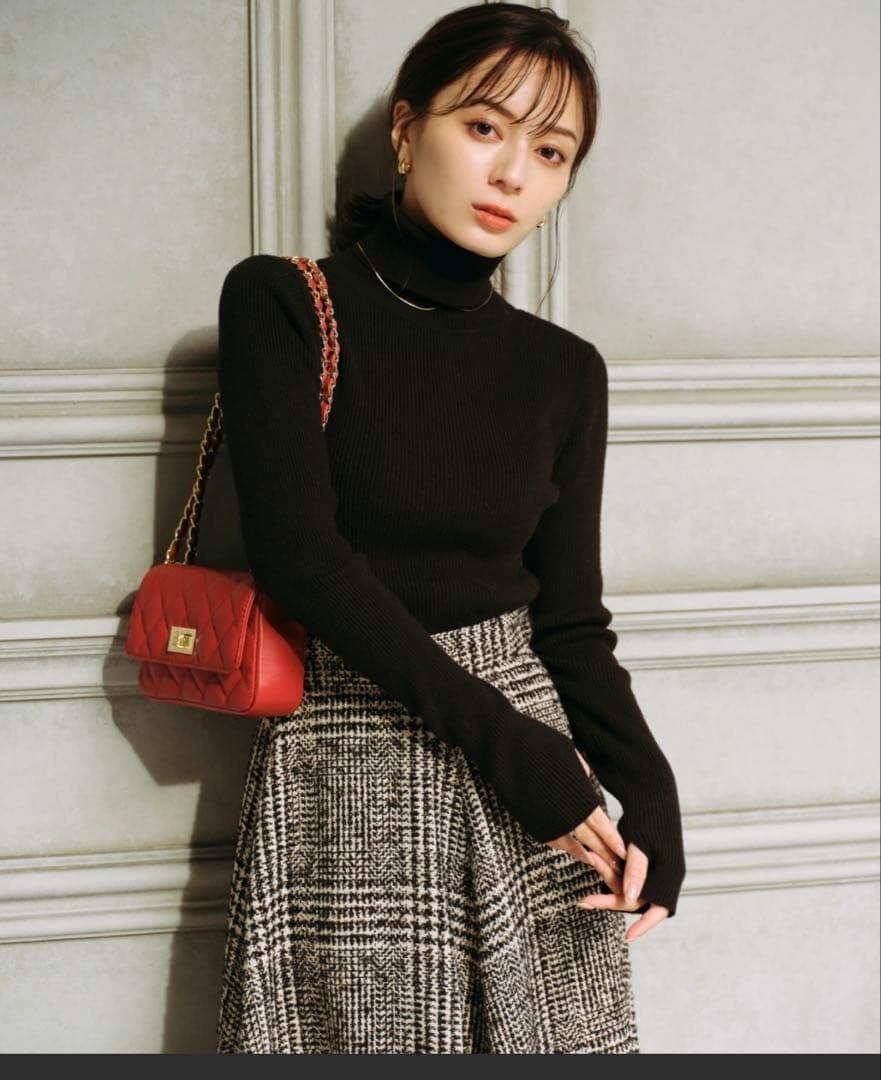 【新品未使用】ウールチェックツイードフレアスカート アニュアンス anuans